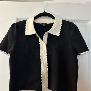 Express Black and Cream Knit Top